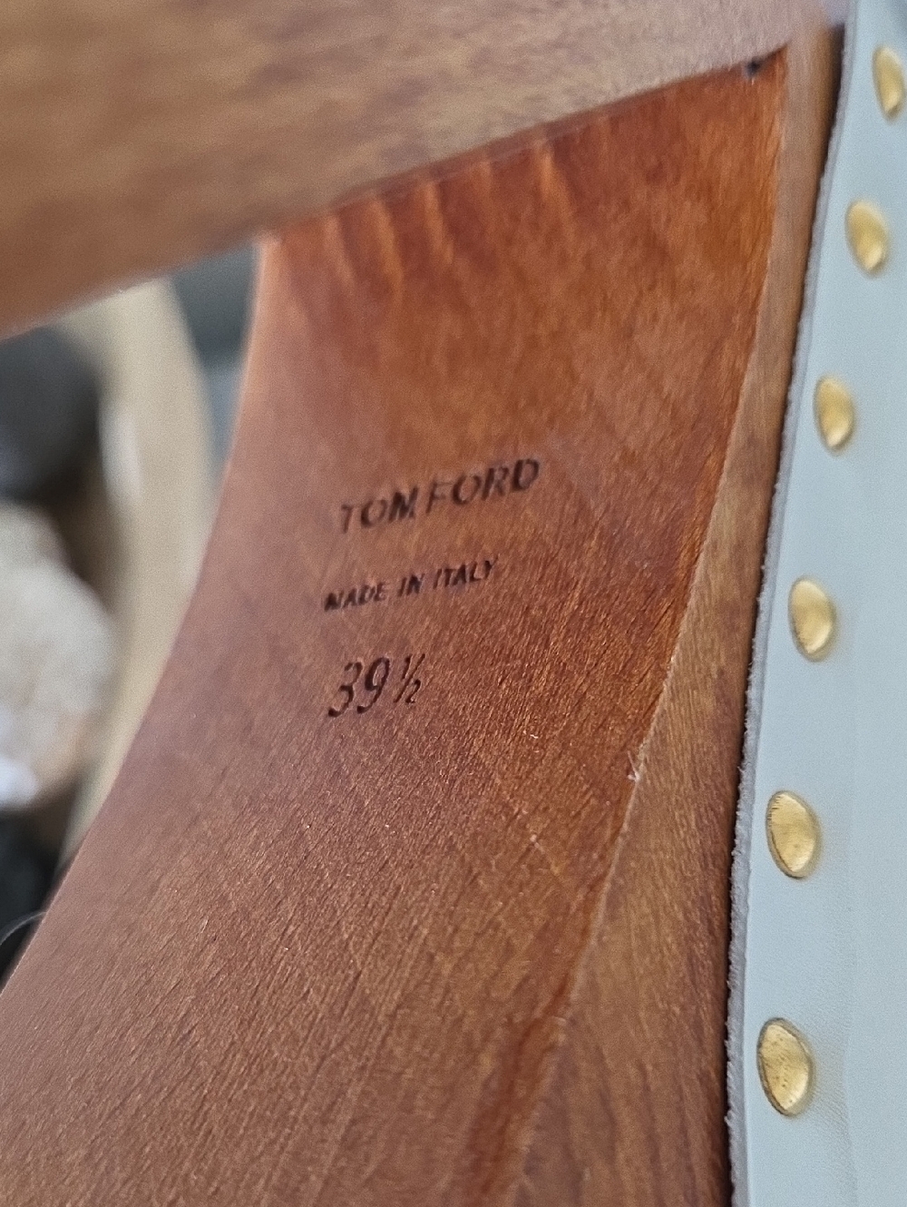 TOM FORD TF Calf Clog | White Leather Studded Platform Heel - Picture 11 of 11